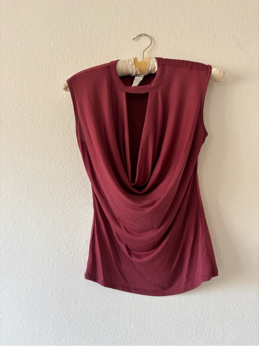 Vintage Drop Cowl neckline Fall burgandy red going out blouse